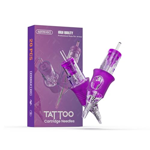 Tattoo Needles, Wormhole Tattoo Cartridge Needles 20pcs 7M1 Disposable Tattoo Needle Cartridges Stack Magnum for Rotary Tattoo Machine Gun Cartridge Machine Permanent Makeup (1007M1)