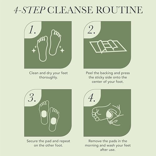 Ballotte Deep Cleansing Foot Pads, Soothe Your Soles While You Sleep, Infused with Bamboo Vinegar, Mint & Vitamin C, Premium Foot Patches for Men & Women (10 Foot Pads)