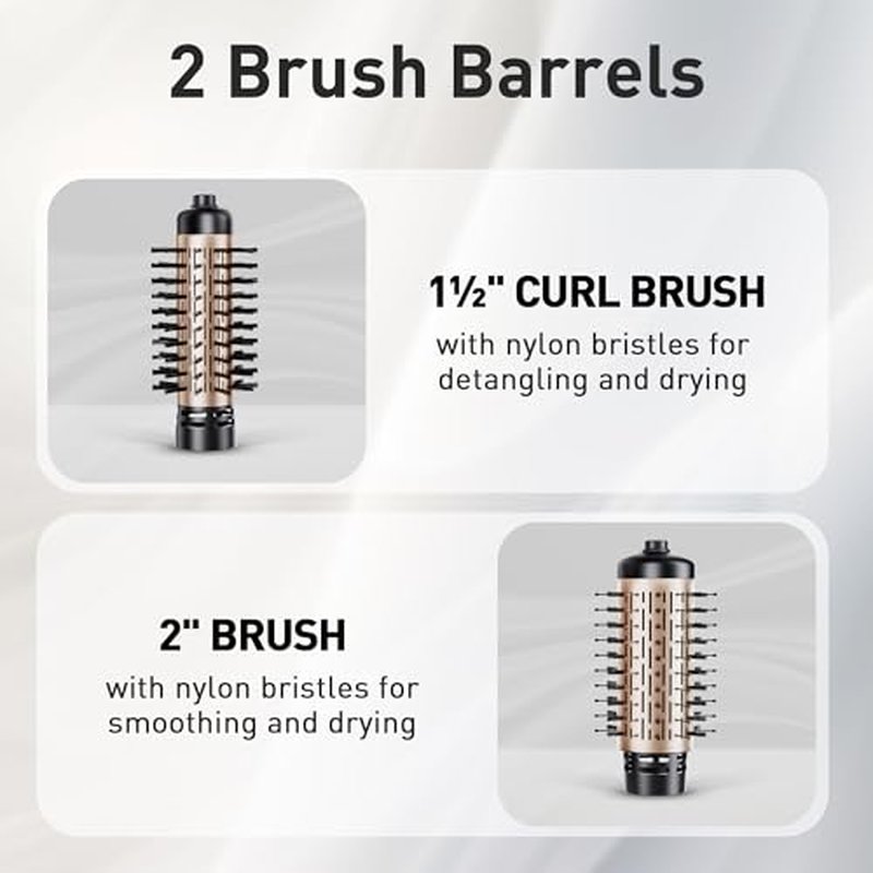 Beautimeter Hair Dryer Brush 3-in-1 Hair Styler, Rotating Blow Dryer Brush with 2-Inch and 1.5-Inch Brushes