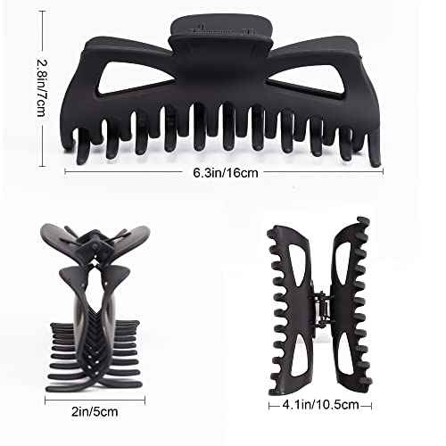 Extra Large Claw Clips for Thick Hair, 6.3 Inch Strong Hold Matte Jumbo Accessories for Women Long Curly Hair Cute Nonslip French Giant Big Jaw Clip (Red Pink Blue Black Brown Yellow)