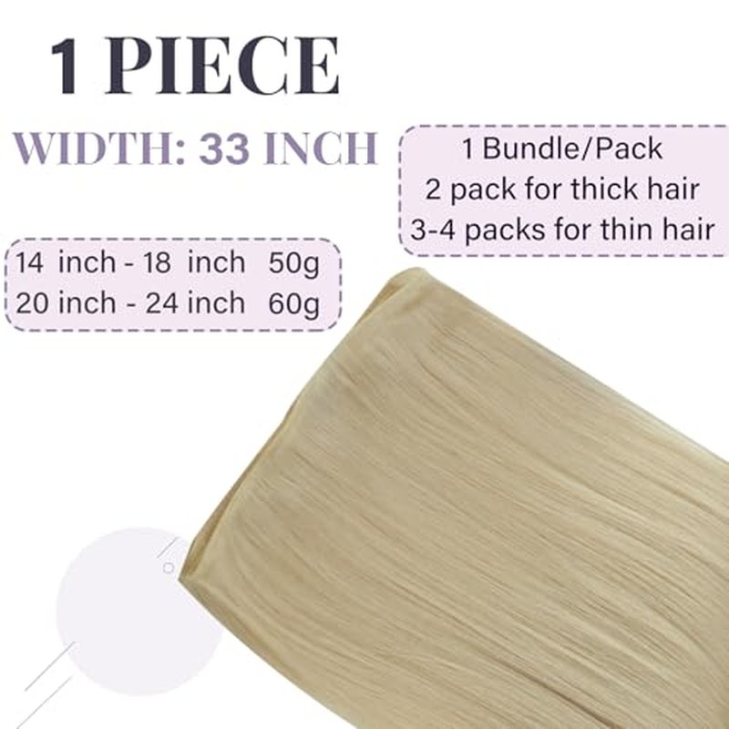 Fshine Genius Weft Human Hair Extensions Real Human Hair Sew in Hair Extensions for Women Human Hair Bundle One Piece Remy Human Hair Color 60 Platinum Blonde 22 Inch 60g