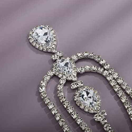 YERTTER Bohemian Full Silver Gold Rhinestone Chain Colorful Crystal HeadChain Clip Drop Pendant HeadPieces Forehead Headband Hair Accessories for Wedding Brides Party Prom Costume