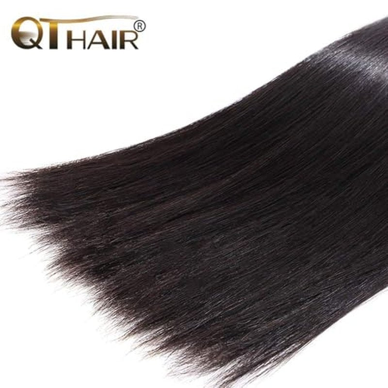 QTHAIR 16A Grade Straight Human Hair Bundles 16" 16" 18" 100% Unprocessed Virgin Indian Human Hair Extensions For Women Human Indian Straight Hair Bundles Bundles Human Hair