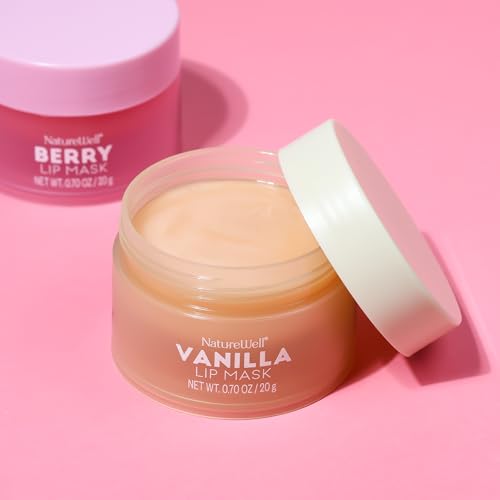NATURE WELL Hydrating Lip Masks Variety Pack, Includes Mango, Vanilla & Berry Scents, High-Shine, Non-Greasy, Conditioning & Softening, 0.70 Ounce (Pack of 3)
