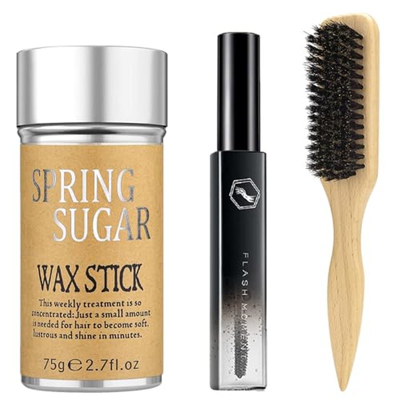 Hair Wax Stick Set for Flyaways Slick Back ? Includes Wax Stick for Hair, Slick Back Hair Brush, Hair Finishing Stick ? Hair Styling Products for Women, Taming Frizz & Creating Sleek Styles