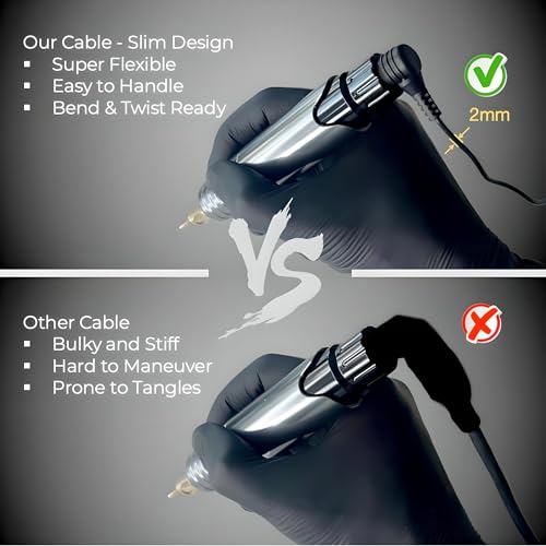 Lightweight RCA Tattoo Clip Cord - 90 Degree RCA to 6.35mm (1/4") Connector Cable for Professional Rotary Machine Gun, Cables for PMU Tattoo Pen Power Supply (6FT, 1Pack)