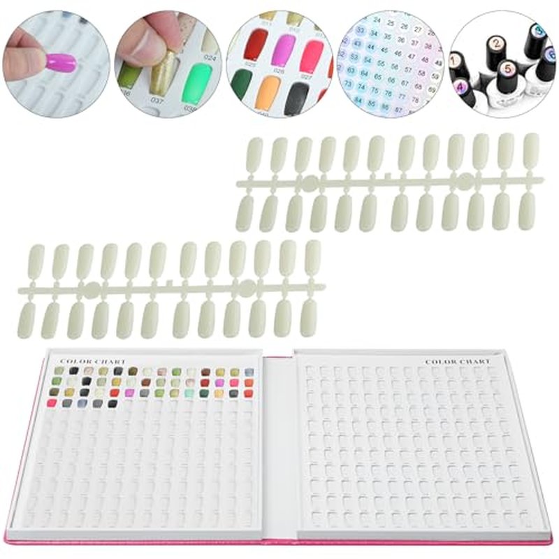 308 Polish Display Book, Gel Color Display Book, Fake Tips Sample Painting Art Design for Nail Salons, DIY at Home (Rose Red)