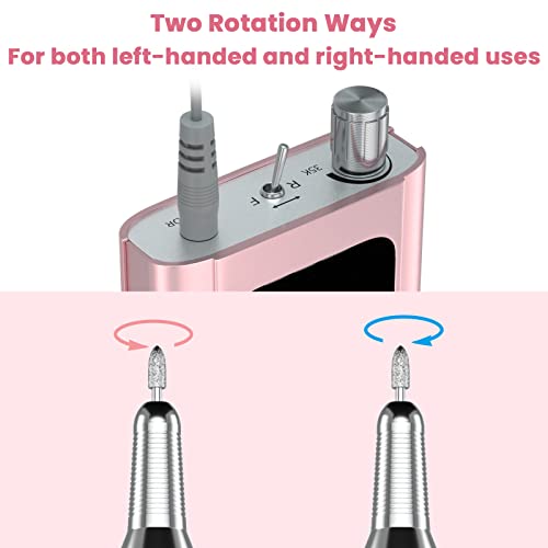 Delanie Professional Nail Drill High Torque 35000 RPM Rechargeable Portable Electric Nail File Filer for Acrylic Gel with Cuticle Bits, Salon Manicure Tool, Rose Gold
