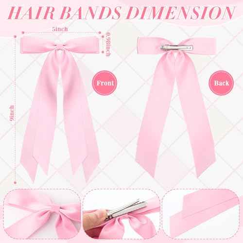 Mimorou 25 Pcs Silky Satin Hair Bows Bulk Bowknot Hair Ribbon Clips Barrettes Pins with Long Tails Ponytail Holder Accessories for Women