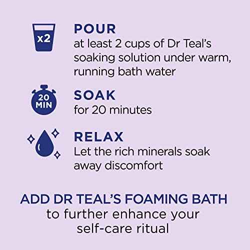 Dr Teal's Pure Epsom Magnesium Salt Soak, Soothe & Sleep with Lavender, 3 lb (Pack of 4)