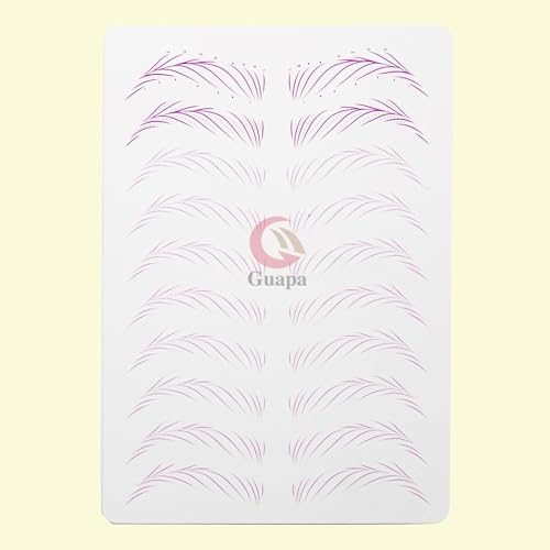 3pcs Microblading Nano Hair Stroke Practice Skin Practice Skin Soft Silicone White Tattoo Practice Skin Pre-printed Double Sides Designs Training Pads for Tattoo Practice (Hairstrokes Purple Outlines)