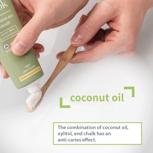 Natural Cosmetics Fluoride Free Natural Coconut Oil Toothpaste, Peppermint Lemon 75 ml and Spearmint 75 ml, 4-Pack