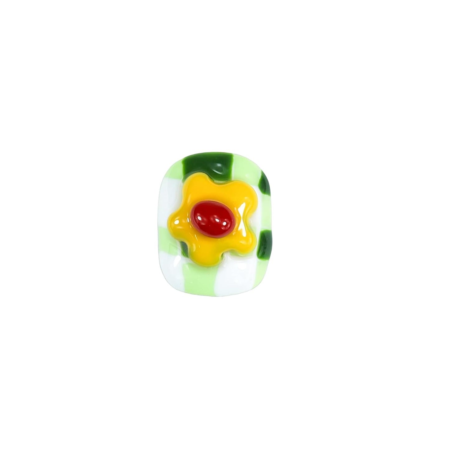 Short Press On Nails - Avocado Color Fruit Nail Art | Handcrafted Reusable Manicure Set for Women