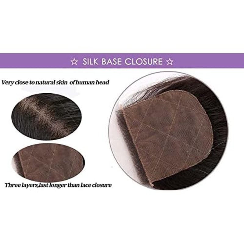 10A 14" Silk Base Closure with Baby Hair Body Wave Virgin Hair Closure 4"X4" Free Part Natural Color