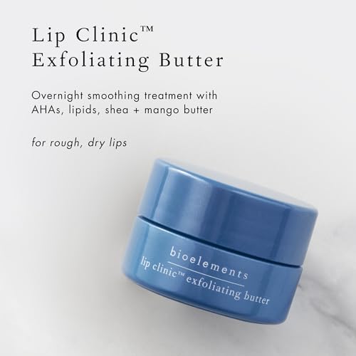 Bioelements Lip Clinic Exfoliating Butter - 0.33 fl oz - Overnight Smoothing Treatment with AHAs, Lipids, Shea & Mango Butter - Vegan, Gluten Free - Never Tested on Animals