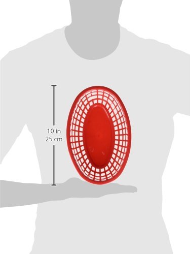 TableCraft H1074R6 6-Piece Classic Oval Plastic Baskets, Red