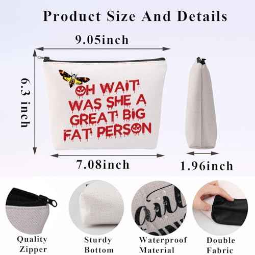 PLITI Silence Lambs Movie Gift Hannibal Lecter Fan Gift Oh Wait Was She A Great Big Fat Person Death Head Moth Makeup Bag (Big Fat Bag)