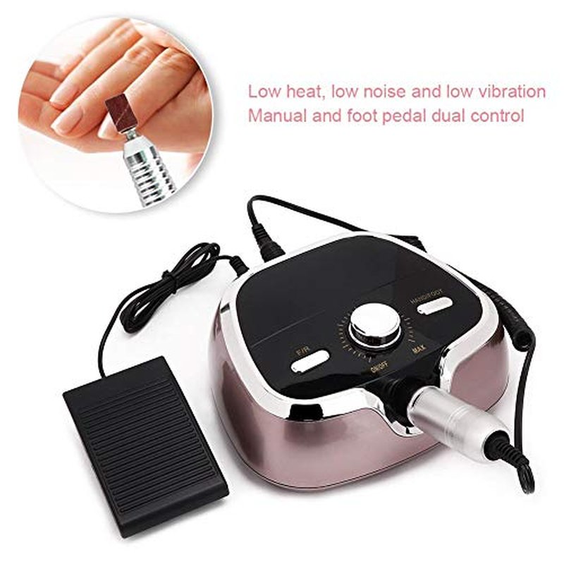 ZJchao Professional Electric Nail Drill Machine, 35000 RPM 6 Bits Foot Pedal Salon Grade Manicure Kit for Acrylic Removal, Pedicures & Home Gifts (US)