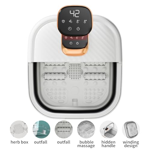 Collapsible Foot Spa with Heat, Foldable Foot Bath Massager with Temperature Control Touchscreen, Foot Massage Rollers, Pedicure Spa for Home, Office, Relaxation, Gift for Men & Women