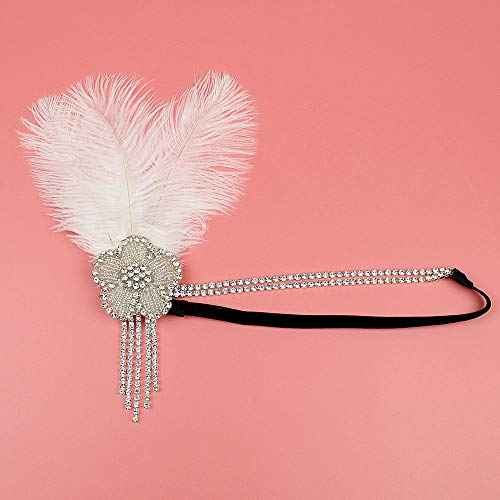 Positive Costume Great Gatsby Flapper Headband Rhinestone Flower Tassels 20s Vintage Hairband Old Hollywood Glam Headpiece