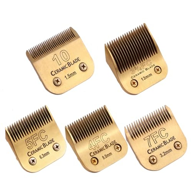 5 Pack Professional Detachable Replacement Blades Set,Compatible with Andis AGC,BDC,BGC,MBG Series/Oster Classic 76/Star-Teq/Power-Teq/A5 Clipper Cut Length£¨1/16-1/8inch) Golden