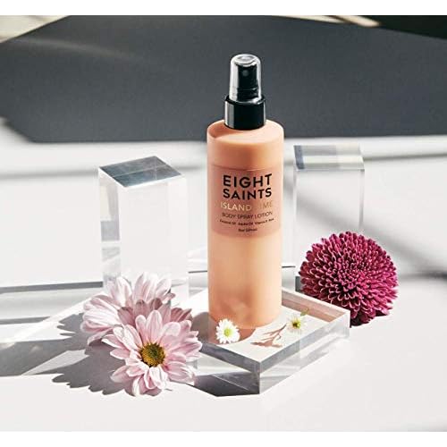 Eight Saints Island Time Body Spray Lotion, Natural and Organic Body Lotion for Dry Skin, Protects, Nourishes, and Hydrates, Coconut Scent, 8 Ounces