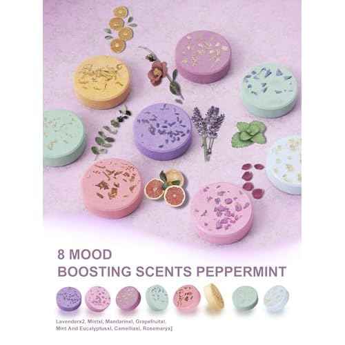 Shower Steamers ? 8 Scents (Lavender, Mint, Orange, Grapefruit, Eucalyptus Mint, Camellia, Baby Powder, Rose) Aromatherapy Relaxing Spa Gifts for Women, Stocking Stuffers, Christmas Gifts