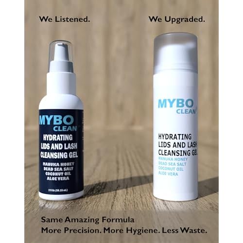 Mybo Clean Eyelid Cleansing Brush for Sensitive Skin (1 Pc) + Hydrating Lids and Lash Cleansing Gel (1Pc) + Travel Bag Ideal for Gentle Cleansing of the Eyelids On the Go