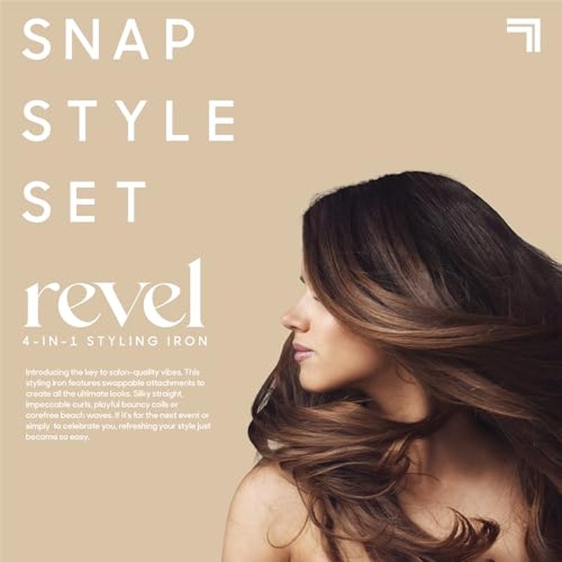 Sharper Image¢ç Revel 4-In-1 Styling Iron |4 Attachments| Multi-Styler 1" Curling Wand, Wave Styler, Flat Iron| Adjustable Heat| Ceramic Tourmaline Technology|Hair Straightener & Curler| Gift for Women