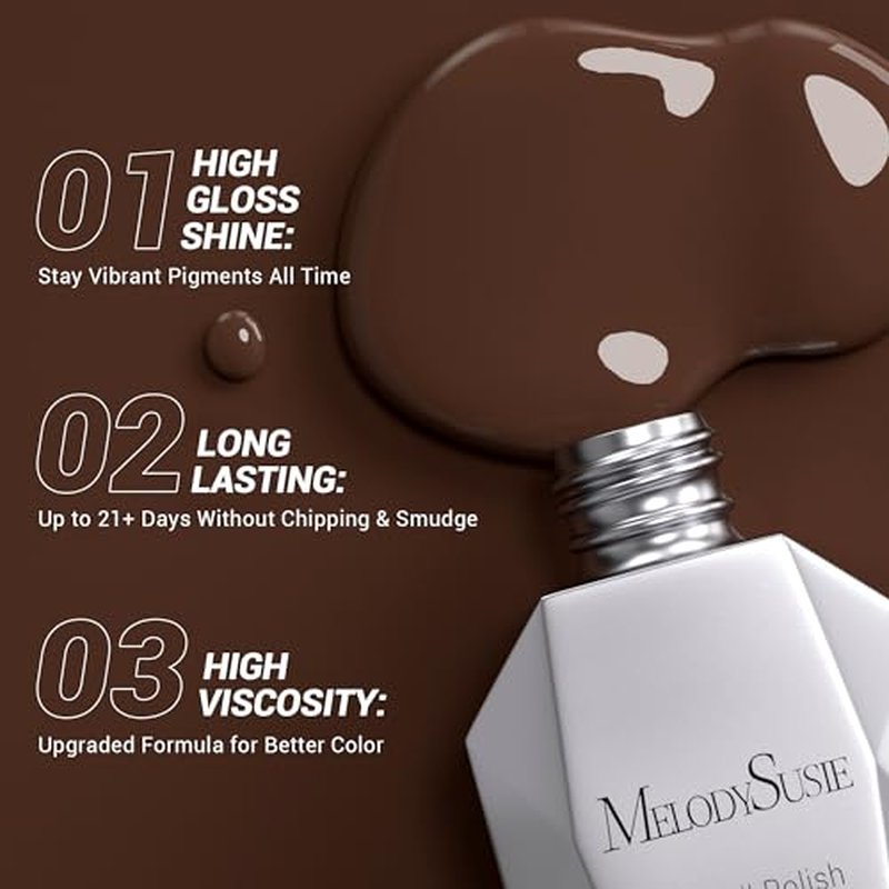 MelodySusie Thick Americano Brown Gel Nail Polish,0.5fl oz Nails Soak Off UV LED Caramel Coffee Brown Gel Polish Gift for Women Nail Art Manicure Salon DIY Nail Design Decoration at Home-534-A1205