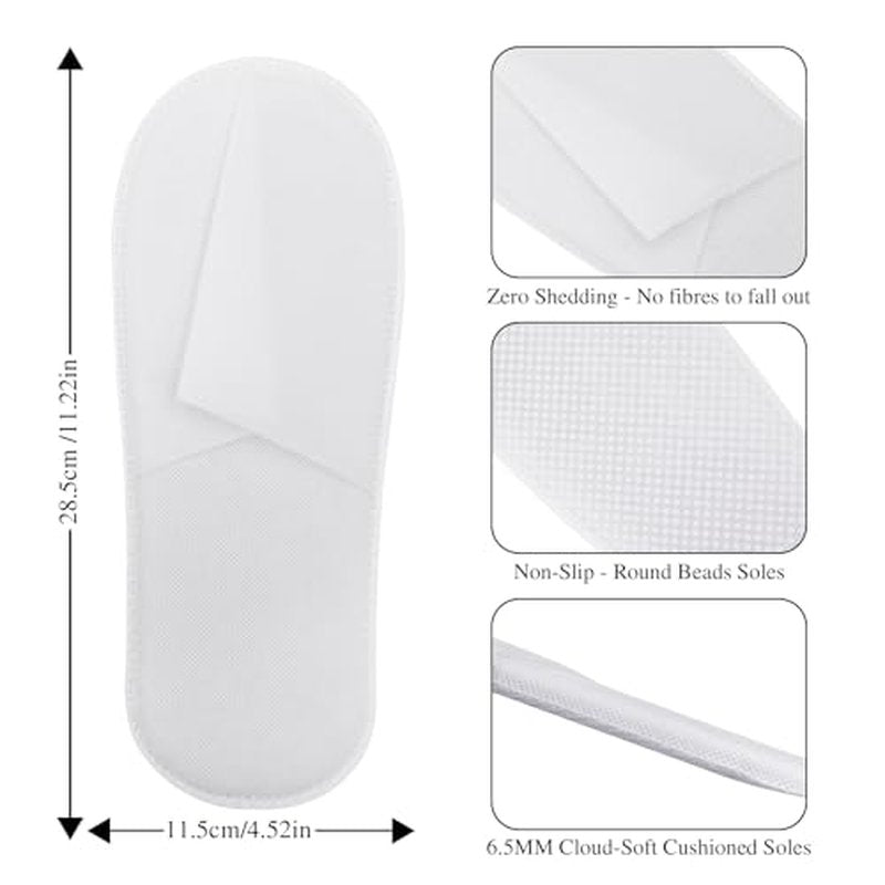 100 Pairs Disposable Slippers Bulk ? 50 White & 50 Gray Disposable Slipper for Guests, Hotel Spa Guest Slippers Closed?Toe for Travel Home