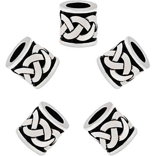 HAQUIL Hair clip Celtic Beads Antique Norse 5 pcs Viking Combo Beads Hair Pin Quick Beader Triquetra Knots Hair Beads Lock