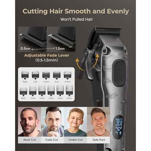 Hair Clippers & Trimmers Set for Men Professional, Waterproof Electric Razor Foil Shaver for Men Face Beard, Cordless for Hair Cutting, 4-Speed Setting, LED Battery Display, Barber or Home Use