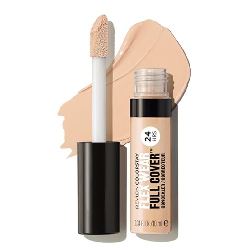 Revlon ColorStay Flex Wear, Full Cover Non-Creasing Concealer, Infused with Hyaluronic Acid & Vitamin E, Flexible Longwear, 015 Light, 0.34 Fl Oz