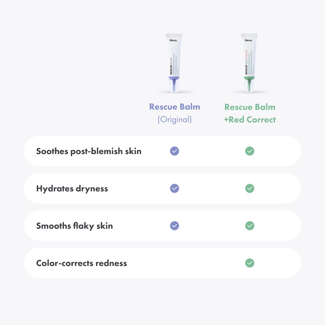 Hero Cosmetics Rescue Balm Post-Blemish Recovery Cream - Intensive Nourishing and Calming for Dry, Red-Looking Skin - Dermatologist Tested (15 ml, 0.5 fl. oz)