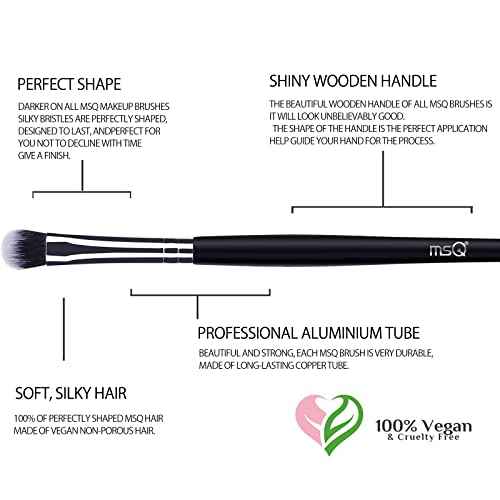 MSQ Eye Makeup Brushes 20pcs Eyeshadow Makeup Brushes Set with Soft Synthetic Hairs & Real Longer Wood Handle for Eyeshadow, Eyelash,Eyebrow, Eyeliner, Blending, Conclear(Black)