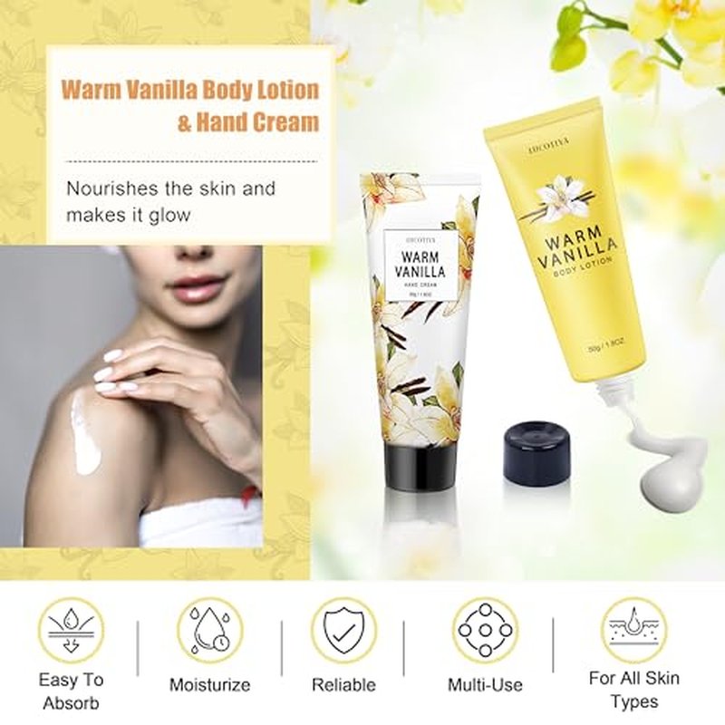 Gifts for Women,Bath and Body Gift 10 pcs Warm Vanilla Self Care Set for Friends,Her,Bestie,Mom,Wife Christmas Birthday Gifts