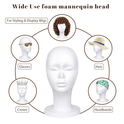 Leeven 3 Packs Foam Wig Head Female Styrofoam Mannequin Head Stand for wigs foam heads Wig Display for Style, Model, Display Hair, Hats, Hairpieces, Mask , Salon and Travel