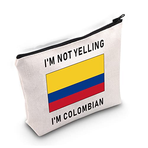 LEVLO Funny Colombia Flag Cosmetic Bags Souvenirs I'm Not Yelling I'm Colombian Makeup Bags Colombian Root Flag Gifts (I'm Colombian)