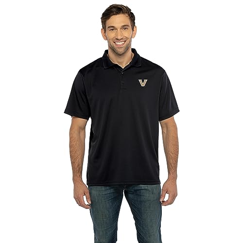 Vantage Apparel Men's Collegiate Polyester Mesh Team Icon Polo, Vanderbilt Commodores, Black, XX-Large