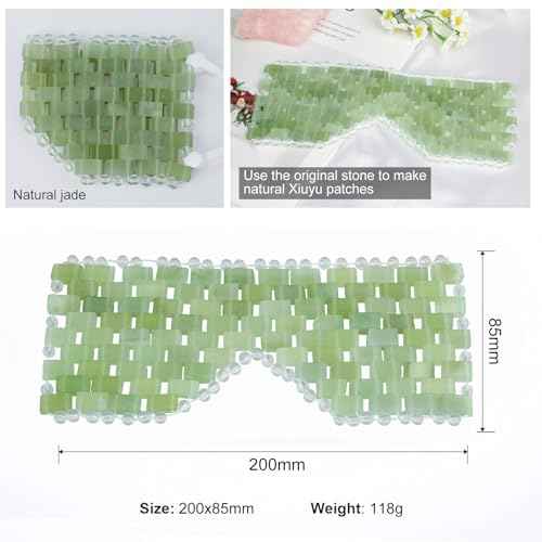 Jade Eye Mask - with Adjustable Strap for face 100% Natural Gemstone Jade Sleep Mask for Hot & Cold Anti Aging Therapy by LazyGa