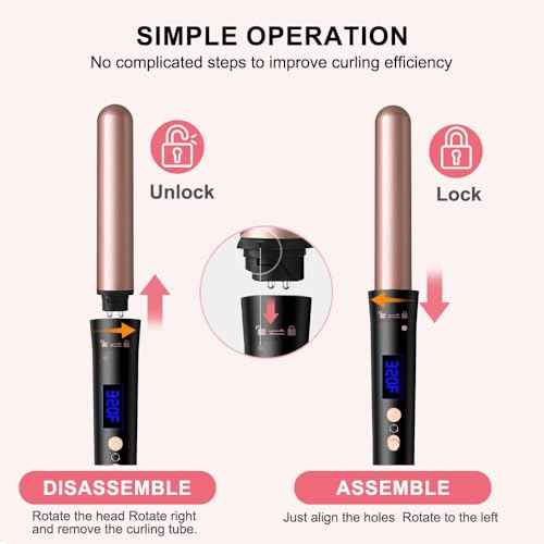 5 in 1 Curling Iron Set,Curling Iron Wand with 3 Barrel Hair Crimper(1.1inch) and 4 Interchangeable Ceramic Curling Wand(0.35"-1.25"), 4 Temp Heating Setting,Contain Protective Glove & 2 Clips