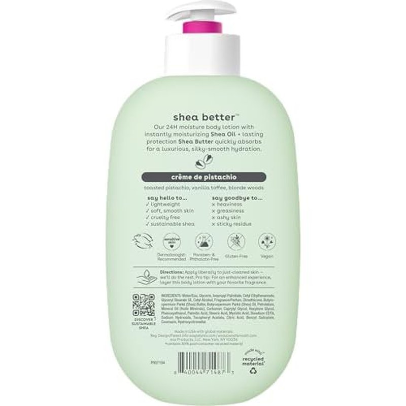 eos Shea Better Body Lotion- Cr?me de Pistachio, 24-Hour Moisture Skin Care, Lightweight & Non-Greasy, Made with Natural Shea, Vegan, 16 fl oz