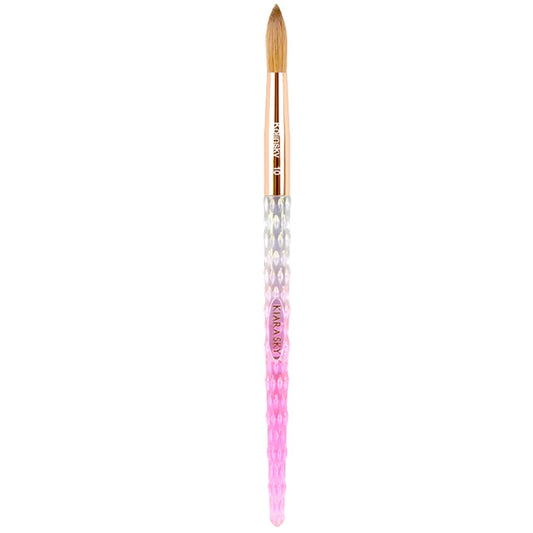 Kiara Sky Kolinsky Acrylic Nail Brush #10 – Pure Kolinsky Sable Hair, Pink Crystal Handle, Acetone Resistant, for Acrylic Application, Extensions & 3D Nail Art