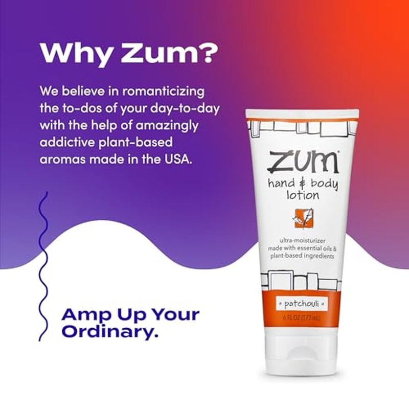 Indigo Wild Zum Hand & Body Lotion - Natural Hand Lotion for Dry Hands - Body Lotion for Women & Men - Body Moisturizers Include Shea Butter, Jojoba Oil & More - Patchouli Scent - 6 fl oz