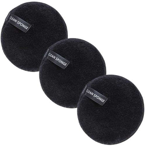 1/3pcs Reusable Discs Makeup Remover Wipe Cotton Pads Microfiber Makeup Face Towel Cloth Washable Sponge Skin Care Cleaning(3pcs Black)