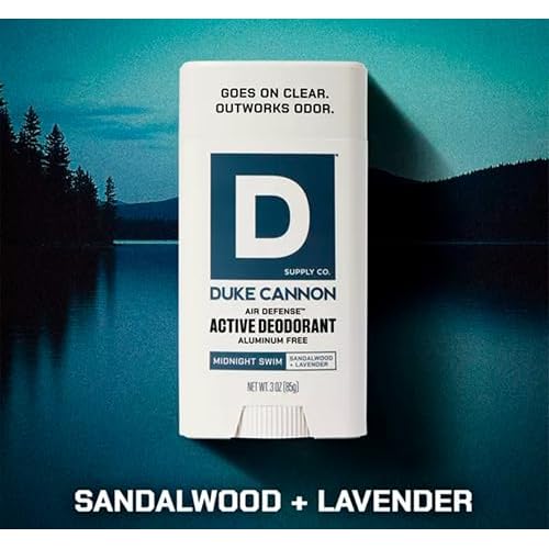 Duke Cannon Midnight Swim Aluminum-Free Deodorant for Men - Air Defense, Sandalwood + Lavender Scent, 3 oz ? Long-Lasting, Clear Glide, Skin-Soothing Formula