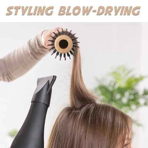 BRUSHZOO Round Brush for Blow Out Styling, Curling, Straightening for Women & Men - Wooden Brush with AddShine Volume (2.4 Inch)