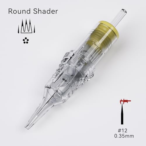 BIGWASP Classic 20Pcs 1214RS Tattoo Cartridge Needles 14RS #12 Standard Disposable 14 Round Shader Cartridges for Tattoo Machine Pen