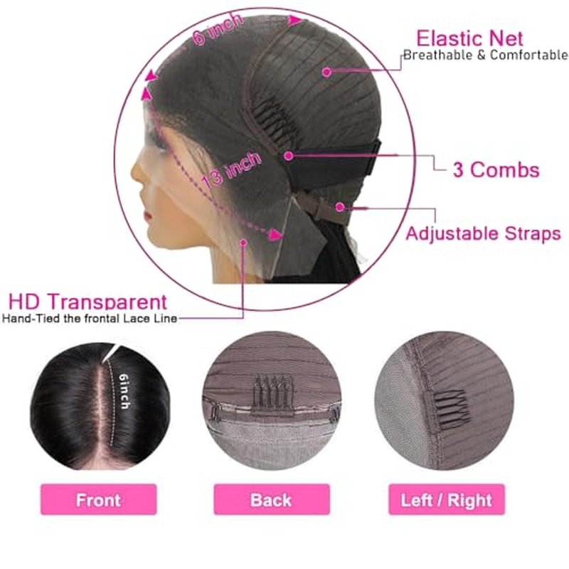 Deep Wave Lace Front Wig Human Hair 200% Density Curly Human Hair Wig 13x6 Wet and Wavy HD Lace Front Wigs Human Hair Pre Plucked Deep Wave Wig for Women with Baby Hair(26 Inch)